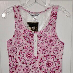 BRAND NEW EMME JORDAN PINK MANDALLA PRINT JUNIOR SLEEP + TANK TOP WITH LACE - M